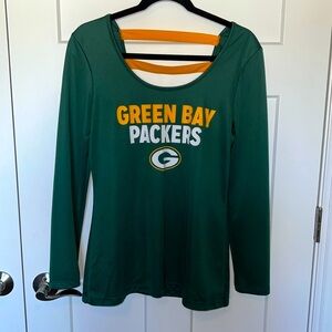 Green Bay Packers Strappy Back Long Sleeve Jersey Tee
